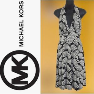 NEW MICHAEL Michael Kors Fan Pattern Halter Dress
